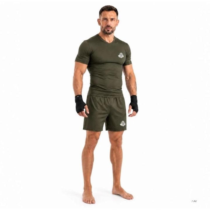 Vyriški kompresiniai marškinėliai DBX Bushido Combatwear, kariškai žali