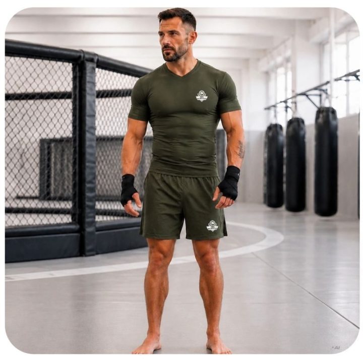 Vyriški kompresiniai marškinėliai DBX Bushido Combatwear, kariškai žali