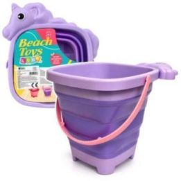 Sulenkiamas paplūdimio kibirėlis su vienaragiu, violetinis