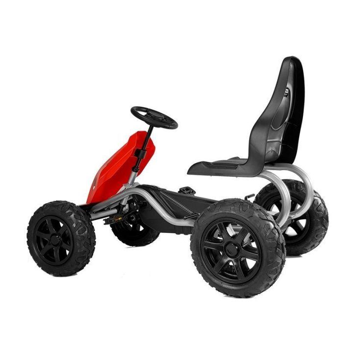Vaikiškas pedalinis kartingas su pripučiamais ratais, raudonas
