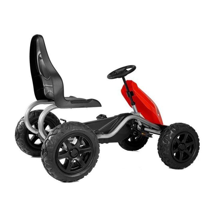 Vaikiškas pedalinis kartingas su pripučiamais ratais, raudonas