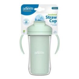 Terminis puodelis su šiaudeliu Dr. Brown's, nuo 12 mėn., 300 ml, žalias