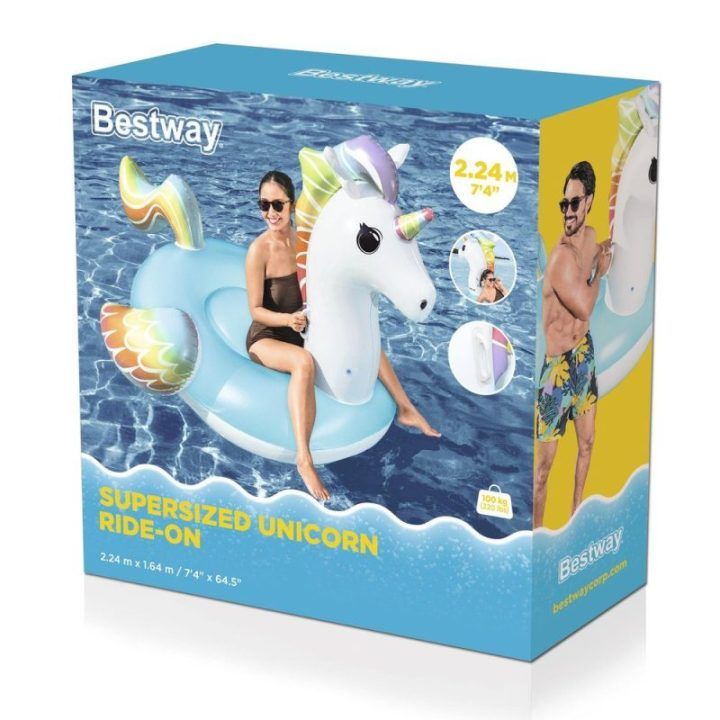 Pripučiamas vienaragio formos plūduras Bestway, 224 × 164 cm