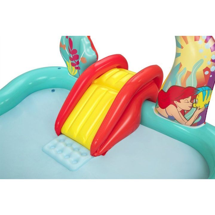 Pripučiamas vandens žaidimų centras su čiuožykla ir „The Little Mermaid“ motyvu Bestway, 221 × 193 × 117 cm
