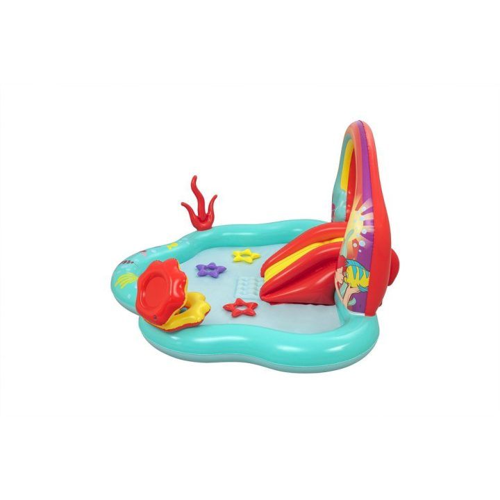Pripučiamas vandens žaidimų centras su čiuožykla ir „The Little Mermaid“ motyvu Bestway, 221 × 193 × 117 cm