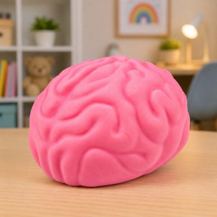 Spaudomas antistresinis smegenų formos žaislas, 13 cm, rožinis
