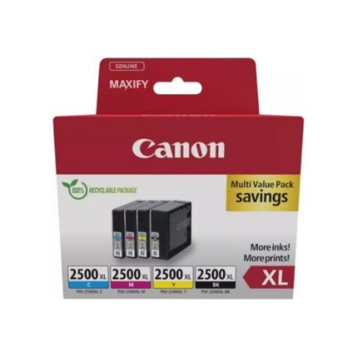 Rašalo kasečių rinkinys Canon PGI-2500XL, 4 vnt., juodos, žydros, purpurinės ir geltonos