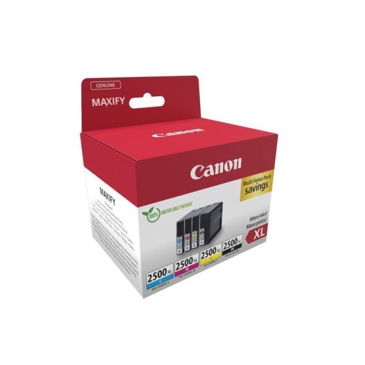 Rašalo kasečių rinkinys Canon PGI-2500XL, 4 vnt., juodos, žydros, purpurinės ir geltonos