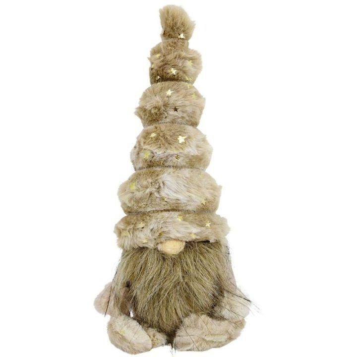 Kalėdinė dekoratyvinė nykštuko figūrėlė Mica, 7 × 7 × 26 cm, šviesiai ruda