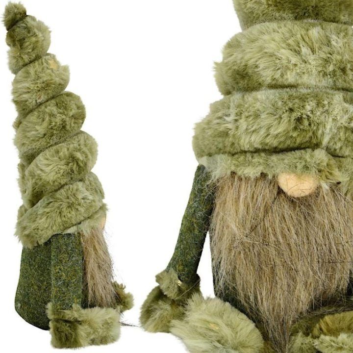 Kalėdinė nykštuko figūrėlė su aukšta kepure ir ilga barzda MICA, 26 cm, žalia