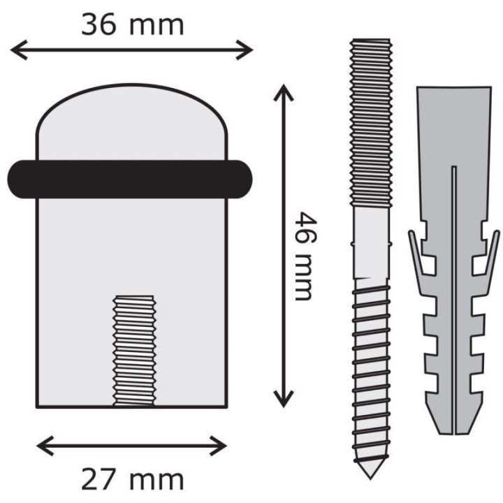 Grindinis durų stabdiklis iš nerūdijančiojo plieno Kowalski, 27/46 mm