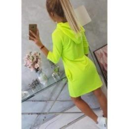 Medvilninė suknelė su gobtuvu ir kišenėmis, geltona