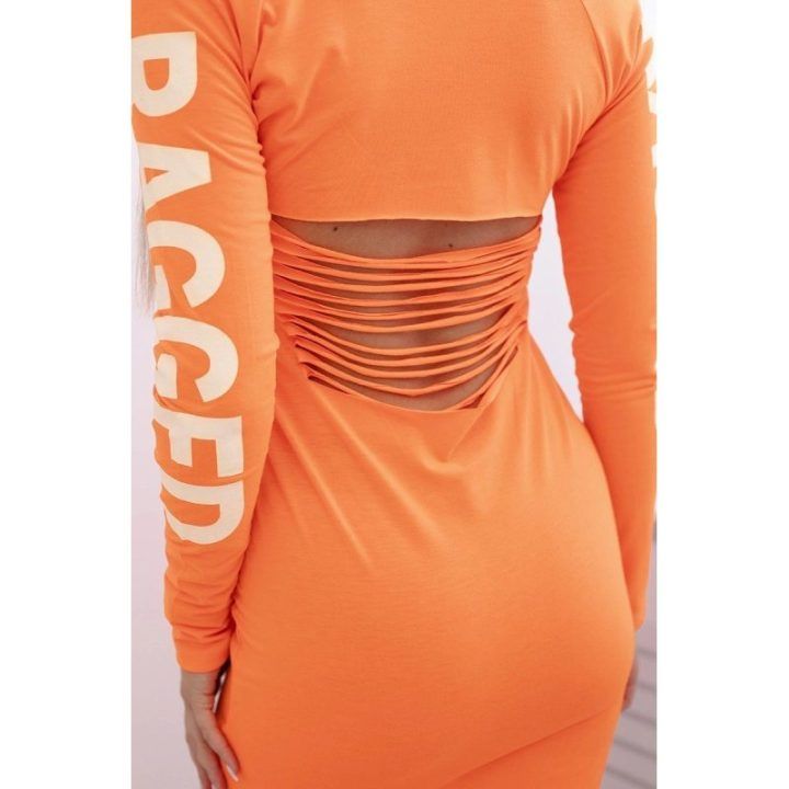 Moteriška medvilninė suknelė su užrašu „Ragged“, oranžinė