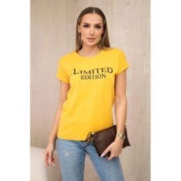 Moteriška medvilninė palaidinė su užrašu „Limited edition“, garstyčių