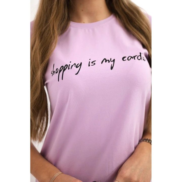 Moteriška medvilninė palaidinė „Shopping is my cardio“, violetinė