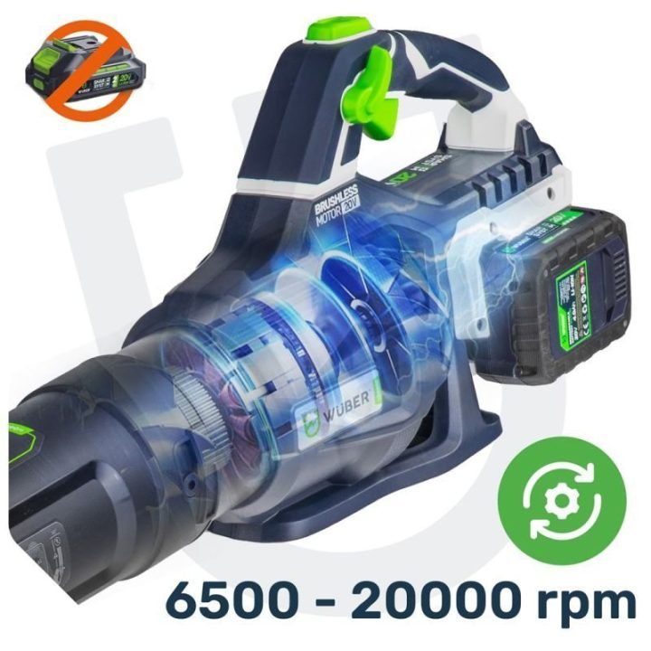 Akumuliatorinis lapų pūstuvas Wuber, 40 V, 220 km/h, juodas ir pilkas