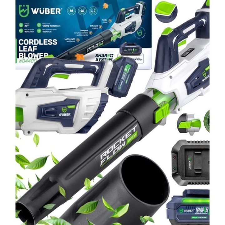 Akumuliatorinis lapų pūstuvas Wuber W04400, juoda, balta ir tamsiai mėlyna