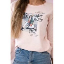 Moteriška medvilninė palaidinė su „Star Style“ užrašu, pudros rožinė