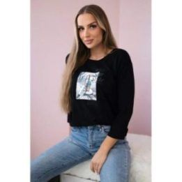 Moteriška medvilninė palaidinė su „Star Style“ raštu, juoda