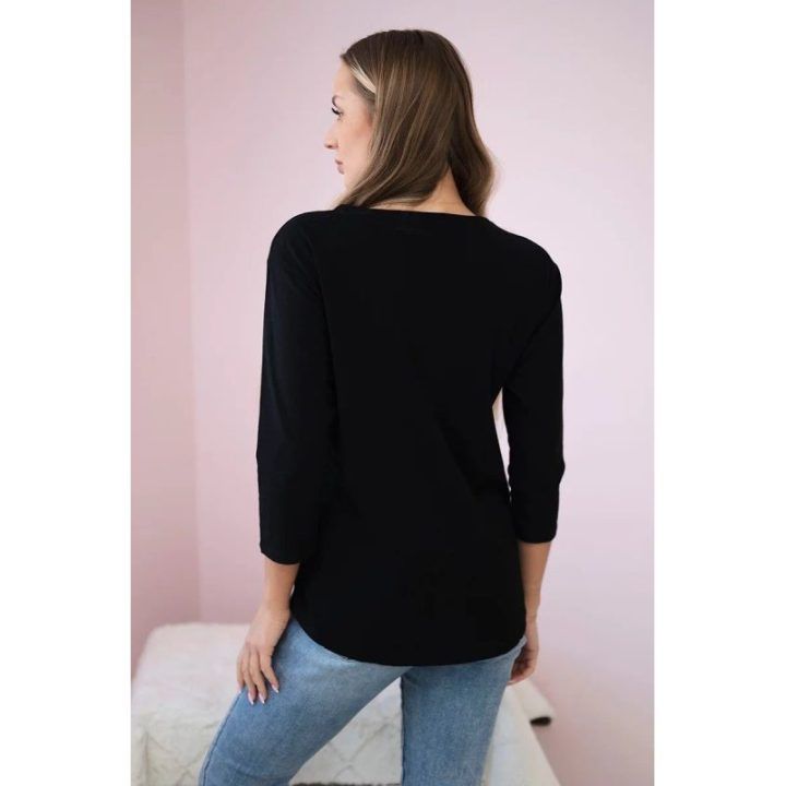 Moteriška medvilninė palaidinė su „Star Style“ raštu, juoda