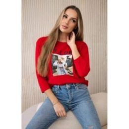 Moteriška medvilninė palaidinė su raštu Tide, raudona