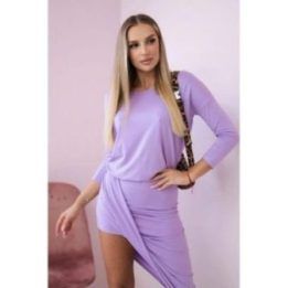 Asimetriška medvilninė suknelė, šviesiai violetinė