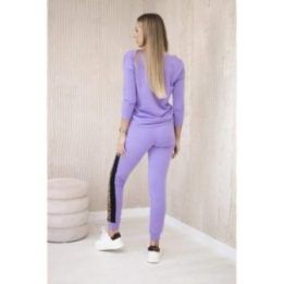 Moteriškas medvilninis komplektas su panteros motyvu, violetinė