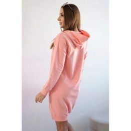 Medvilninė suknelė su gobtuvu, persikinė
