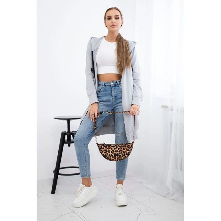 Moteriška medvilninė suknelė su gobtuvu, 89 cm, pilka