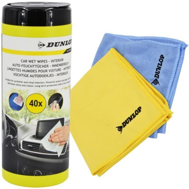 Automobilio valymo rinkinys Dunlop, 40 servetėlių ir 2 šluostės