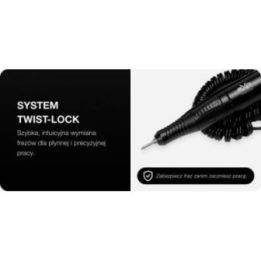 Nagų frezavimo aparatas su Twist-Lock sistema Exo Syntra, juodas