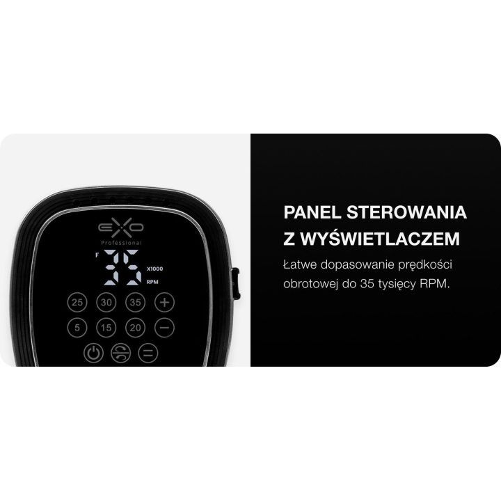 Nagų frezavimo aparatas su Twist-Lock sistema Exo Syntra, juodas