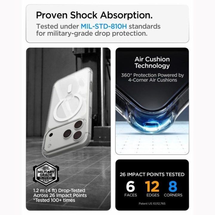 Dėklas iPhone 18 Pro Max / 17 Pro Max Spigen Liquid Crystal Mag MagSafe, skaidrus / baltas