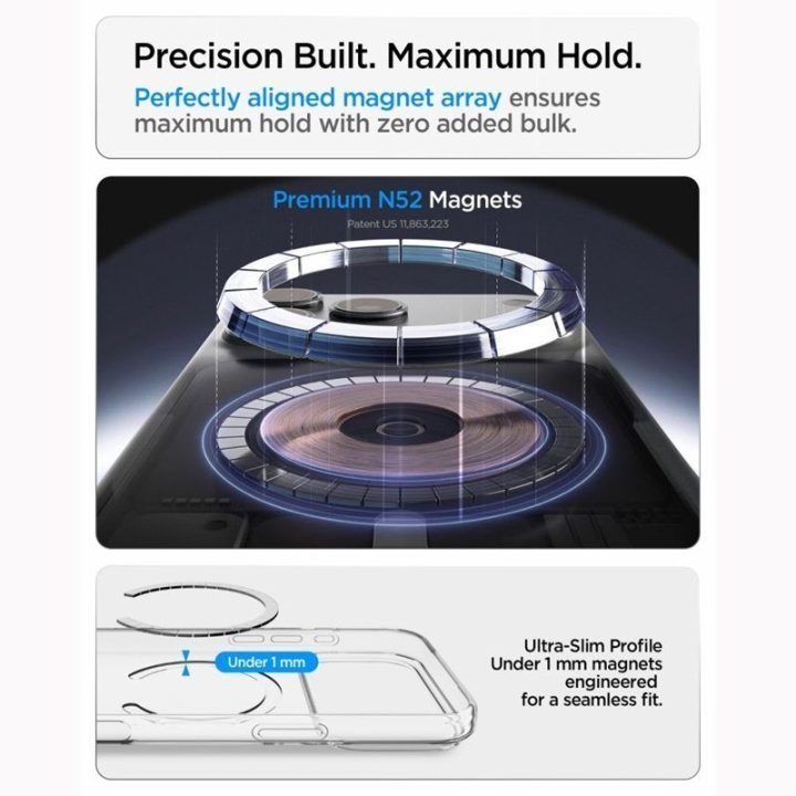 Dėklas iPhone 18 Pro Max / 17 Pro Max Spigen Liquid Crystal Mag MagSafe, skaidrus / baltas
