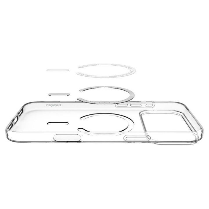 Dėklas iPhone 18 Pro Max / 17 Pro Max Spigen Liquid Crystal Mag MagSafe, skaidrus / baltas
