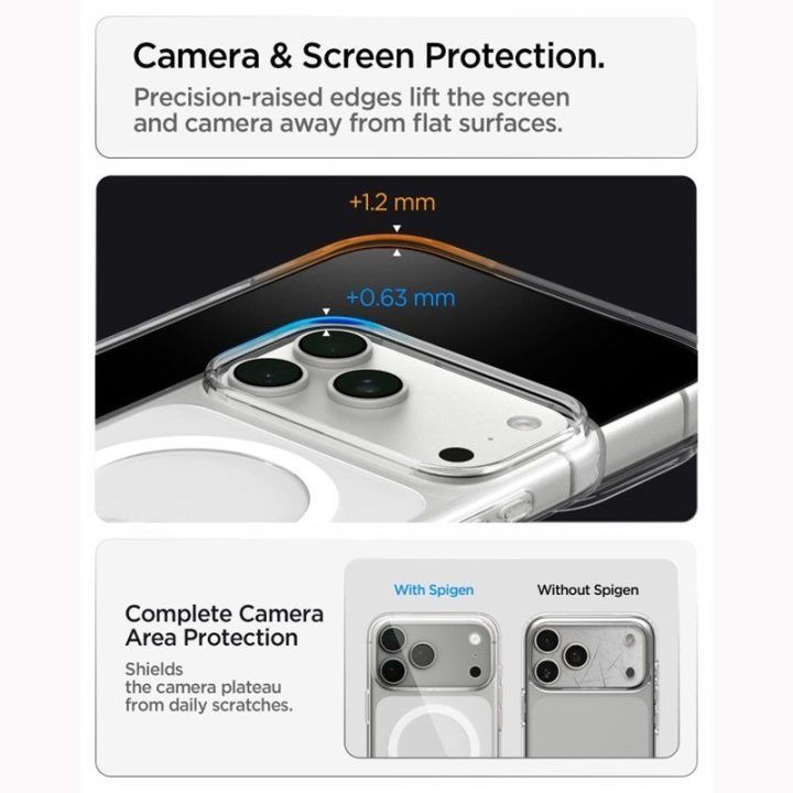 Dėklas iPhone 18 Pro Max / 17 Pro Max Spigen Liquid Crystal Mag MagSafe, skaidrus / baltas
