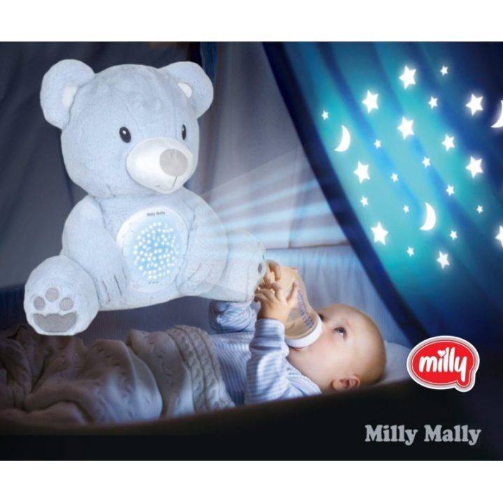 Pliušinis žaislas su projektoriumi Milly Mally Milly Bear, mėlynas