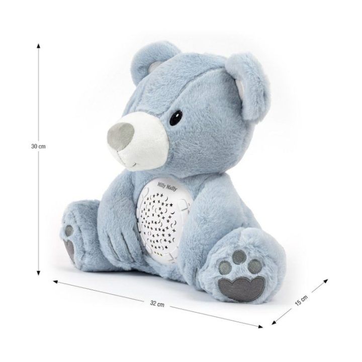 Pliušinis žaislas su projektoriumi Milly Mally Milly Bear, mėlynas