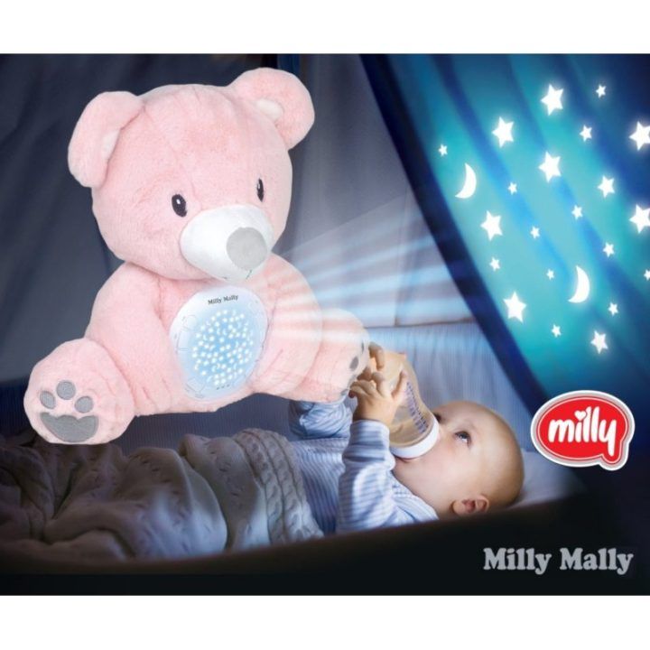 Pliušinis meškiukas su projektoriumi Milly Mally Milly Bear, rožinis
