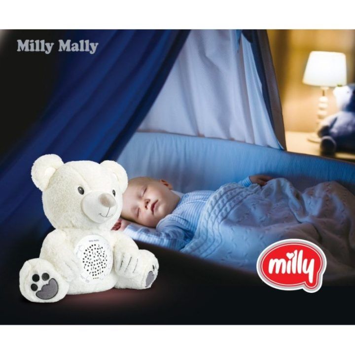 Pliušinis žaislas su projektoriumi Milly Mally Milly Bear, baltas