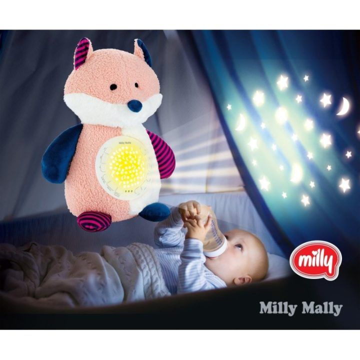 Pliušinis žaislas su projektoriumi Milly Mally Milly Fox, nuo 0 mėn