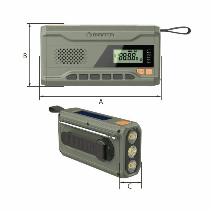 Radijas su rankiniu ir saulės įkrovimu Manta RDI401G Dynamo