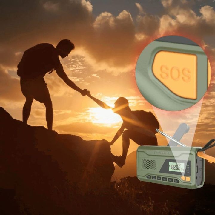 Radijas su rankiniu ir saulės įkrovimu Manta RDI401G Dynamo