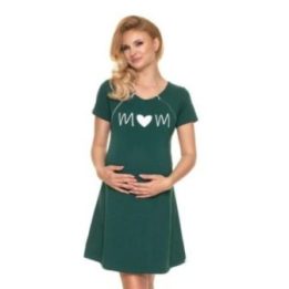 Naktiniai marškiniai nėščiosioms su spauda priekyje PeeKaBoo, žali