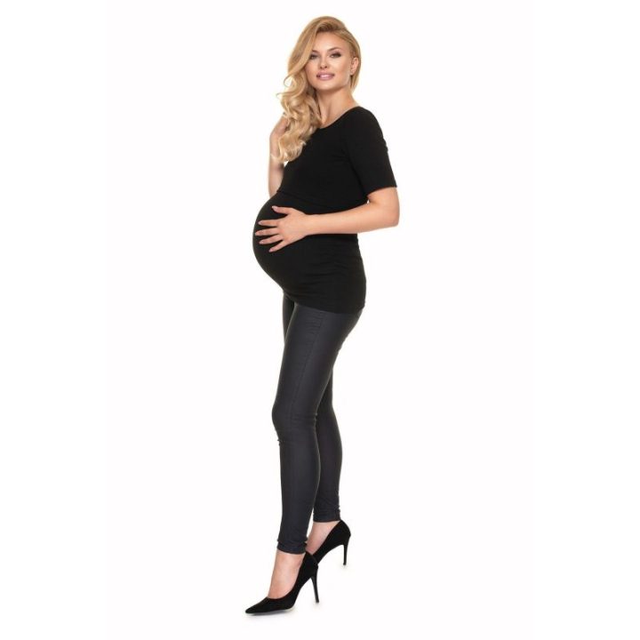 Nėščiųjų palaidinė su klostėmis PeeKaBoo, juoda