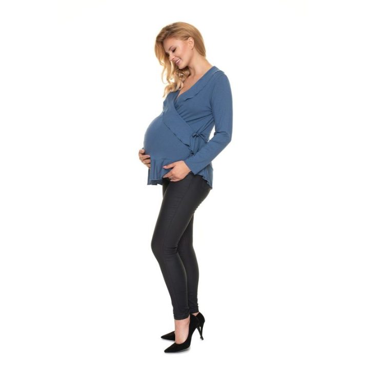 Moteriška nėščiųjų palaidinė su raukiniais PeeKaBoo, mėlyna