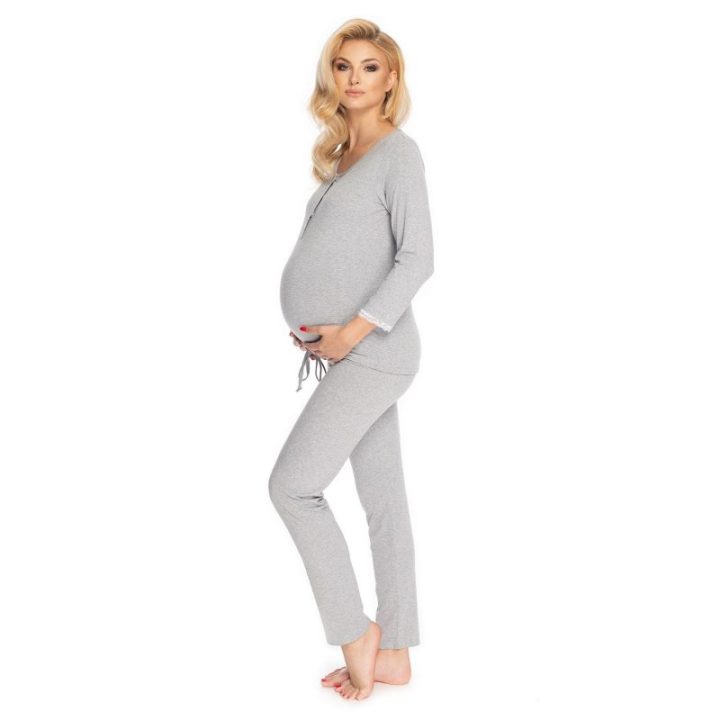 Nėščiųjų pižama su žindymo užsegimais PeeKaBoo, pilka