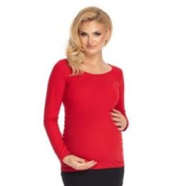 Moteriška nėščiųjų palaidinė su apvalia iškirpte PeeKaBoo, raudona