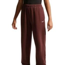 Vaikiškos medvilninės sportinės kelnės Nike Sportswear Studio Fleece, rudos