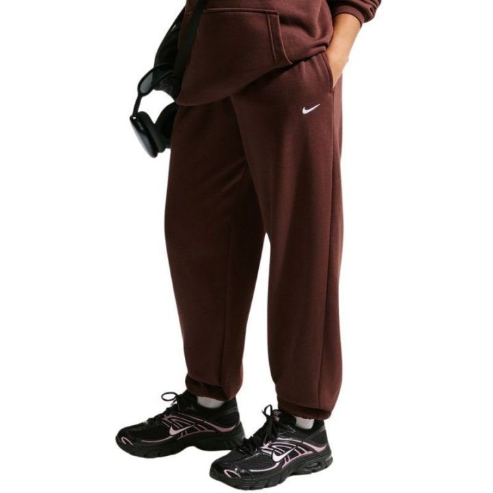 Vaikiškos medvilninės sportinės kelnės Nike Sportswear Studio Fleece, rudos